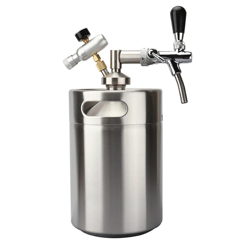 

5L Stainless Steel Mini Beer Keg with Faucet, Pressurized Home Brewing Process, Beer Dispenser Cultivator, Mini Beer Keg System