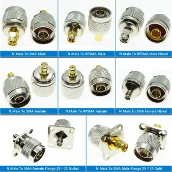 

N To SMA RP SMA Connector N Male Jack To SMA RP SMA Male & Female 90 Degree Right Angle 4 Hole Flange Panel Mount RF Coaxial