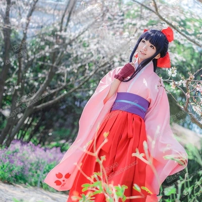 

Hight Quality Anime Sakura Wars Shinguuji Sakura Kimono Women Cosplay Costume Top + Pants + Belt + Bowknot