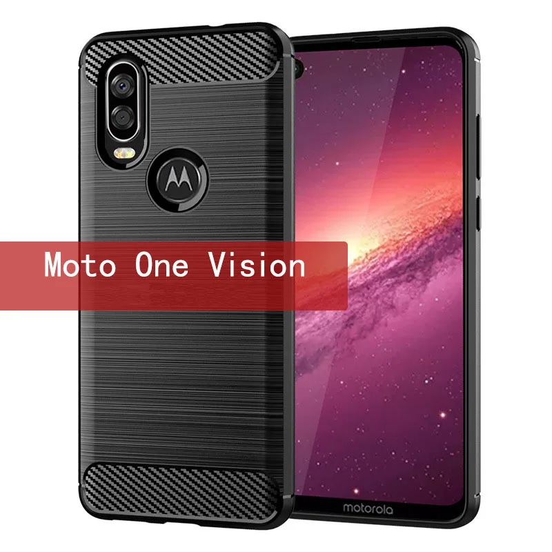 

Drawing Pattern Moto One Vision Case Shockproof Soft Tpu Carbon Fiber Back Cover One Vision Cases For Motorola One Vision Case