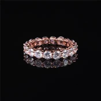 

Luxury 925 SILVER & 18K Rose GOLD SETTING PAVE FULL ETERNITY BAND ENGAGEMENT WEDDING Rings DIAMOND PLATINUM ring Jewelry