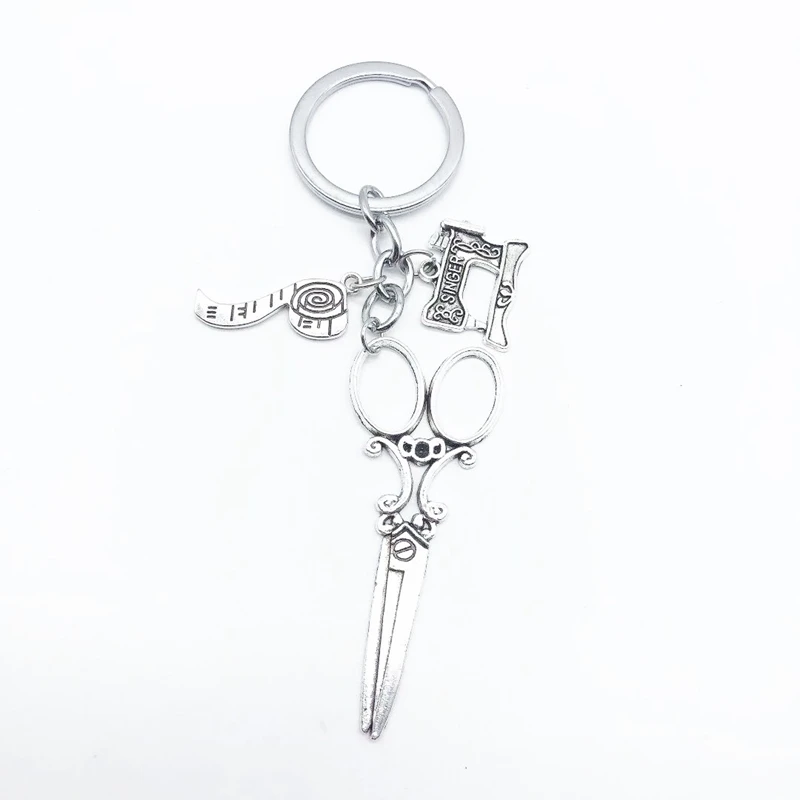 

Popular creative tailor shop key ring, new sewing machine scissors key ring, wallet, bag key ring gift pendant