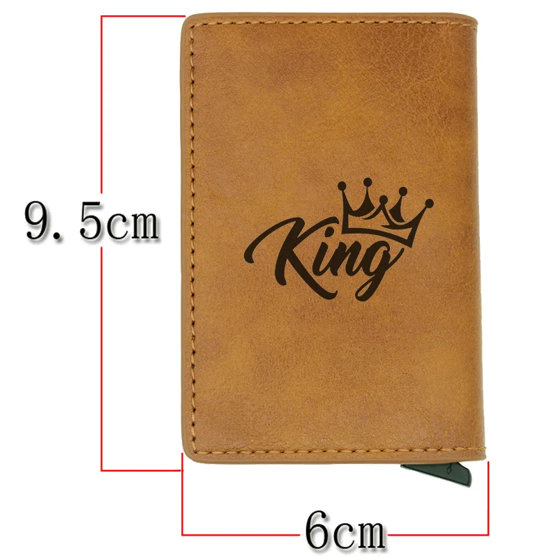Лазерная гравировка Классический King Crown Rfid держатель для карт мужские кошельки винтажные Короткие Кошельки из искусственной кожи тонкие маленькие кошельки