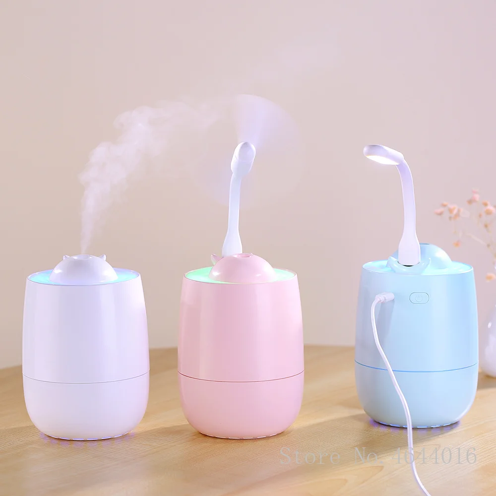 

300ML mini Capacity Humidifier With Mini Fan Lamp Water Soluble Oil Diffuser Ultrasonic Aroma Air Humidifier for home