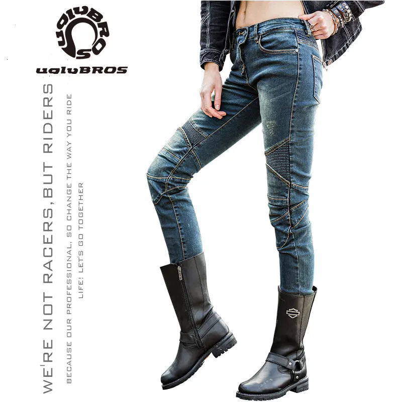 Uglybros Featherbed  Autumn Winter Motorcycle Pants Women's  Outdoor Riding Trousers Protective Warm Breathable Motorbike Jeans