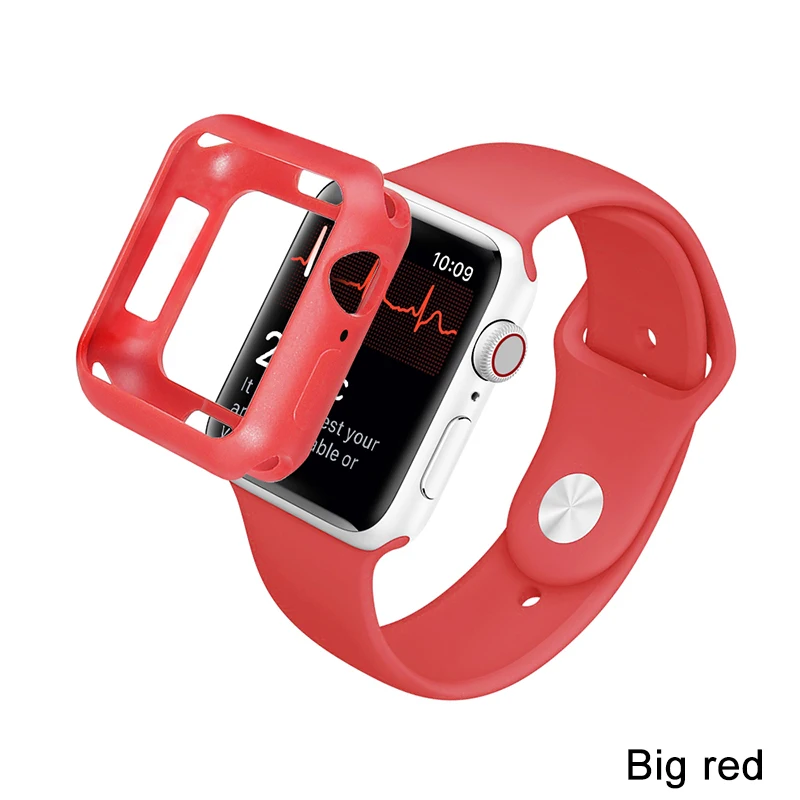 Big-Red \ Матовый ТПУ чехол для Apple Watch Series 5 4 44 мм 40 мм цветная крышка полная защитная оболочка для iWatch 5 4 40 мм 44 мм бампер для часов - Цвет: Big-Red