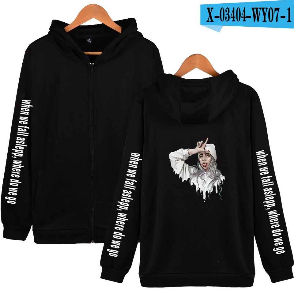 Billie eilish толстовка одежда Elish рубашка женская бини одежда Merch Kpop Bad Guy Топ хип-хоп толстовки на молнии Pollovers - Цвет: 6