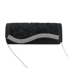 Сумка на плечо, модная женская кружевная Сумка с бриллиантами, черные коктейльные вечерние сумки, Сумка на цепочке для телефона, вечерняя Сумка, сумки для женщин, Сумка#20