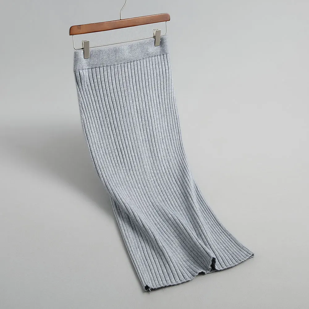 

2019 High Waist Women Knitting Sexy Hip Package Bodyon Long Skirt Stretch Vintage Women Winter Skirt Faldas Jupe Femme Saia