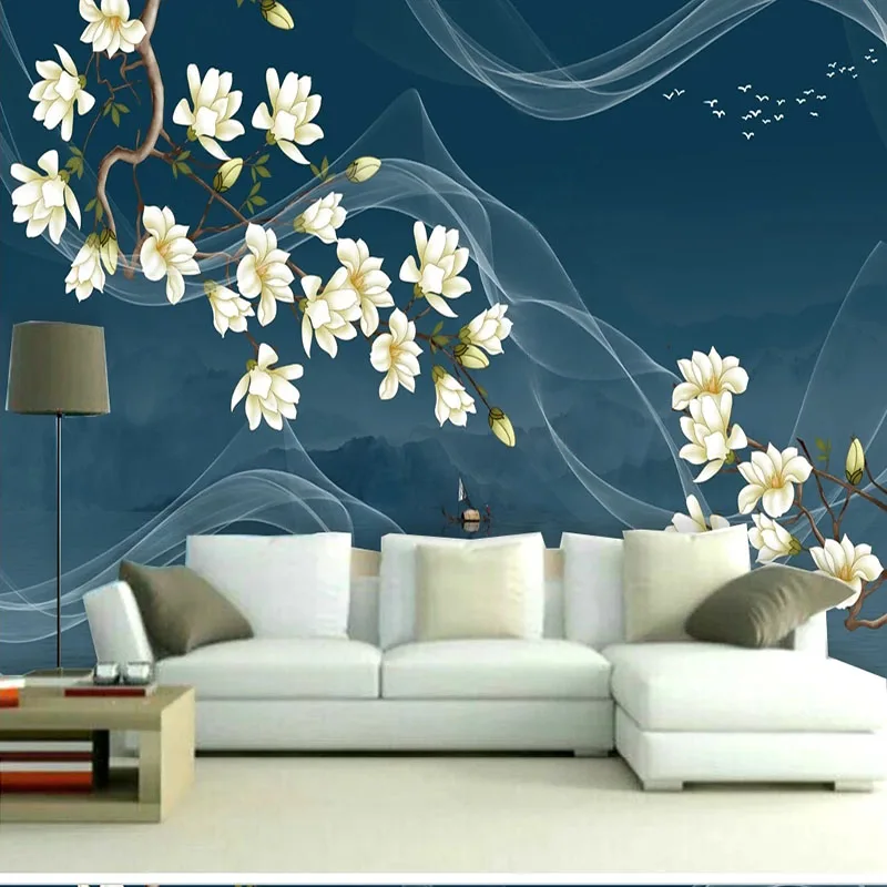 

Custom Any Size 3D Mural WallpaperArtistic Conception Landscape Magnolia Living Room Bedroom Romantic Home Decor Papel De Pared