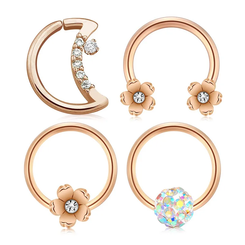 

Moon Shape Daith Earrings Captive Bead Horseshoe Nose Septum Rings Piercing Cartilage Earring Hoop Helix Tragus Piercing