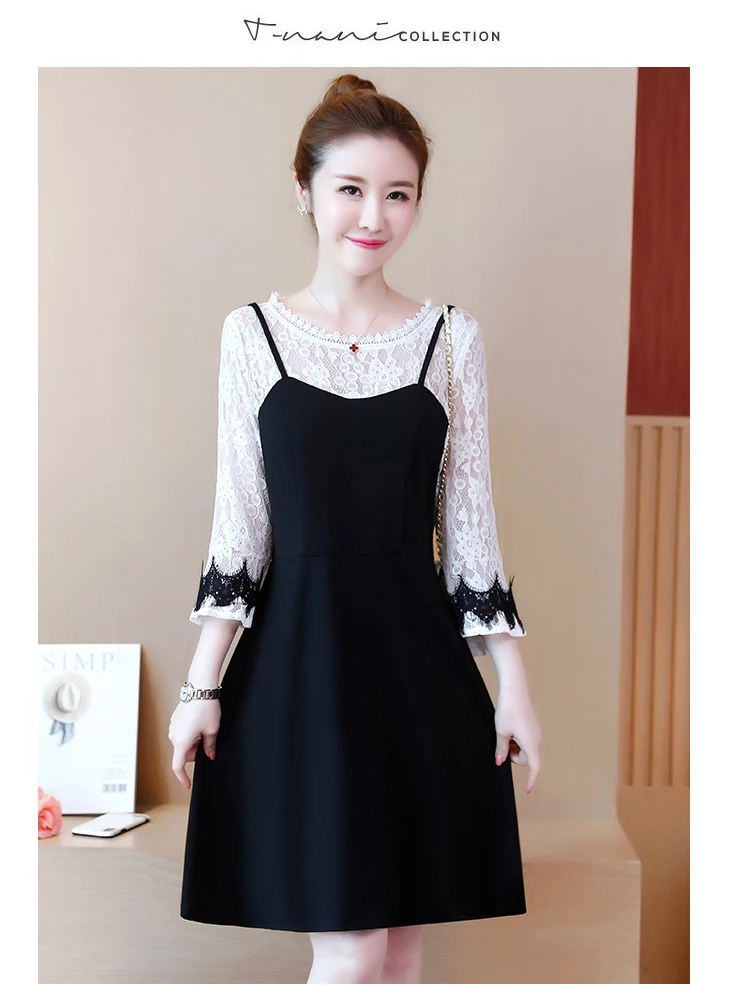 Плюс размер L-5XL XXL XXXL 3XL XXXXL 4XL платье кружевные лоскутные кофты blusas вечерние свободные толстые тонкие повседневные женские платья