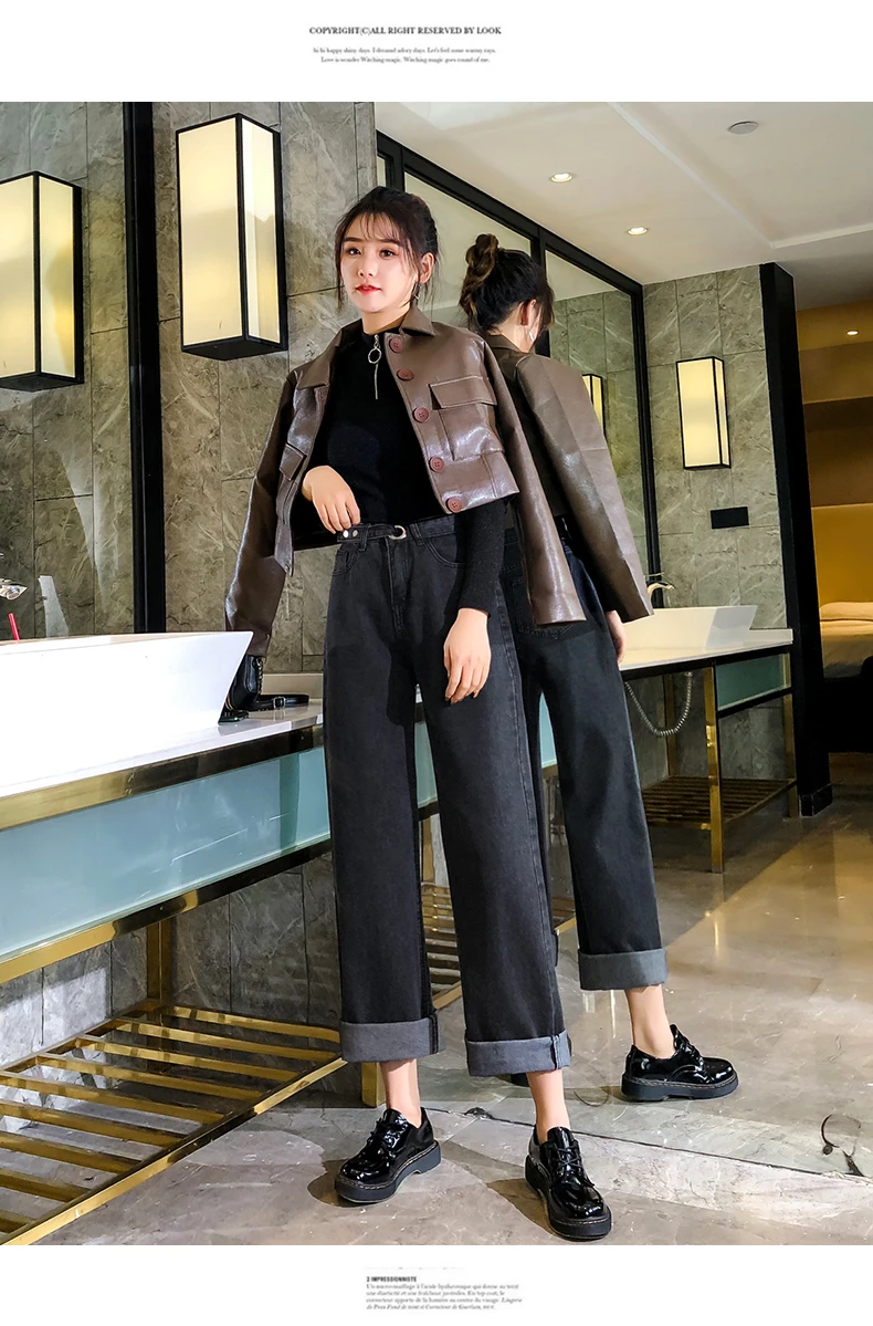 Свободные джинсовые штаны с широкими штанинами с двойной грудью и высокой талией, новые зимние весенние женские джинсы
