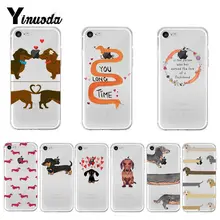Yinuoda животные Собаки такса Мягкий ТПУ силиконовый дизайн, чехол для телефона чехол для iPhone 8 7 6 6S Plus X XS MAX 5 5S SE XR 11 pro max