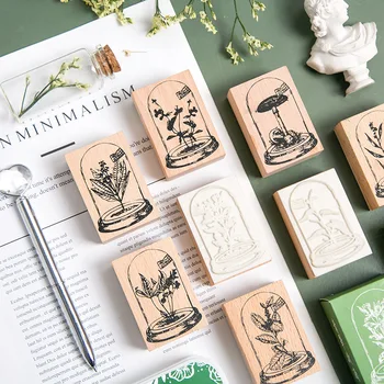 

Vintage Glass Plants Series Decoration Stamp Wooden Rubber Stamps for Scrapbooking Stationery DIY Craft Standard Stamp