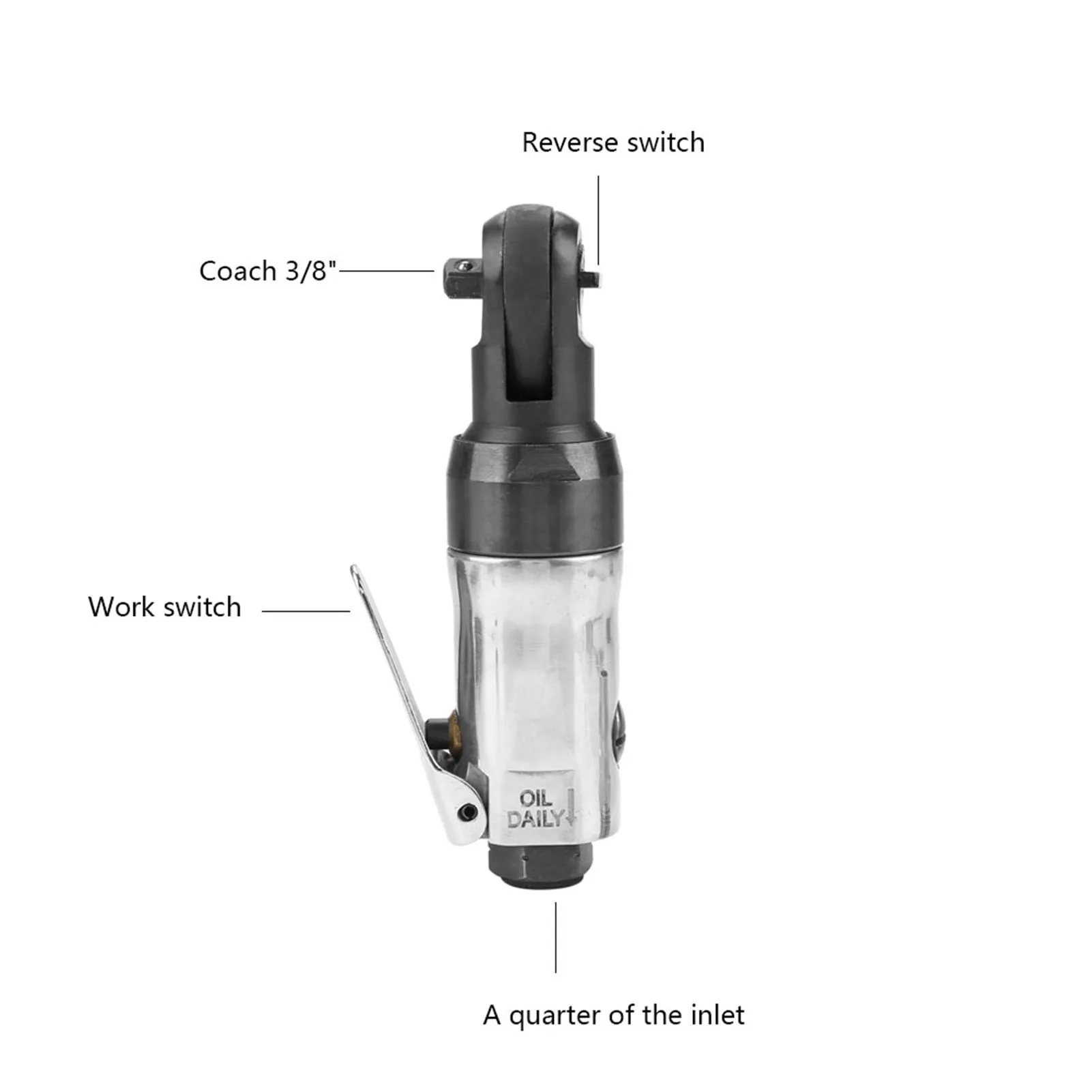 Pneumatic Ratchet Wrench 1/4" 3/8" Square Drive CCW CW Straight Shank Mini Car Tools Japanese Connector