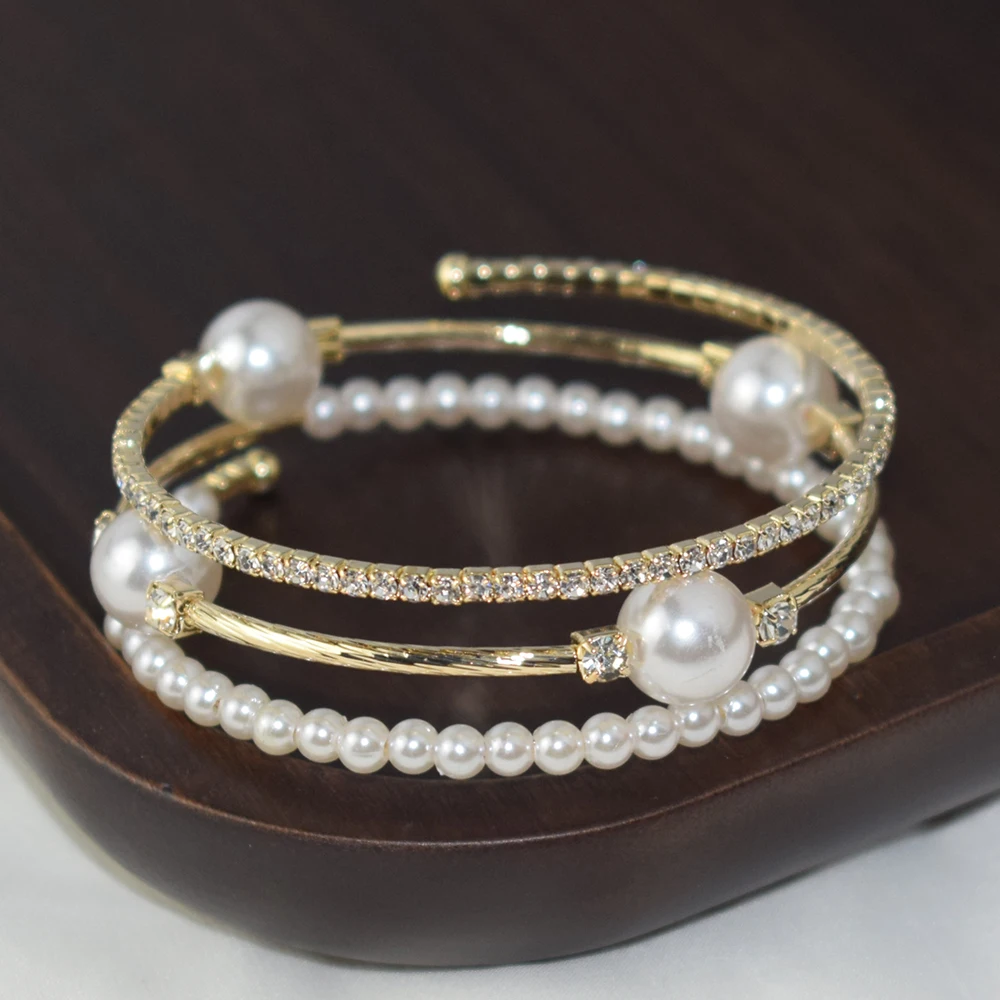 Crystal Pearl Bracelets for Ladies