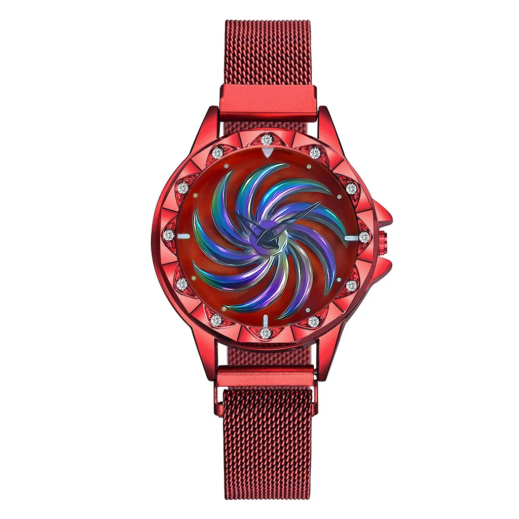 Часы Vansvar для женщин, кварцевые часы с магнитной пряжкой, часы из нержавеющей стали с внутренним вращением, дропшиппинг, reloj mujer seawd3 - Color: E