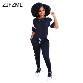 

Casual Sportswear 2 Piece Set Sweatsuits 2020 Women Festival Clothing Summer Top+Drawstring Pant Suit Summer Outfit Matching Set