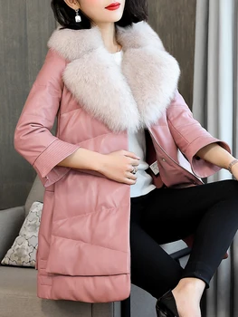 

Real Leather Jacket Genuine Sheepskin Coat Winter Coat Women Fox Fur Collar Duck Down Coat Women Clothes 2020 MFCM5933 YY2275
