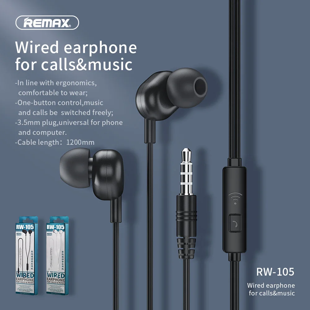 Remax RW 105/106 in ear wired headset 