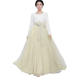2019 новая женская мода Высокая талия Макси гофрированный с сеткой пузырь длинная юбка принцесса юбки для вечеринок