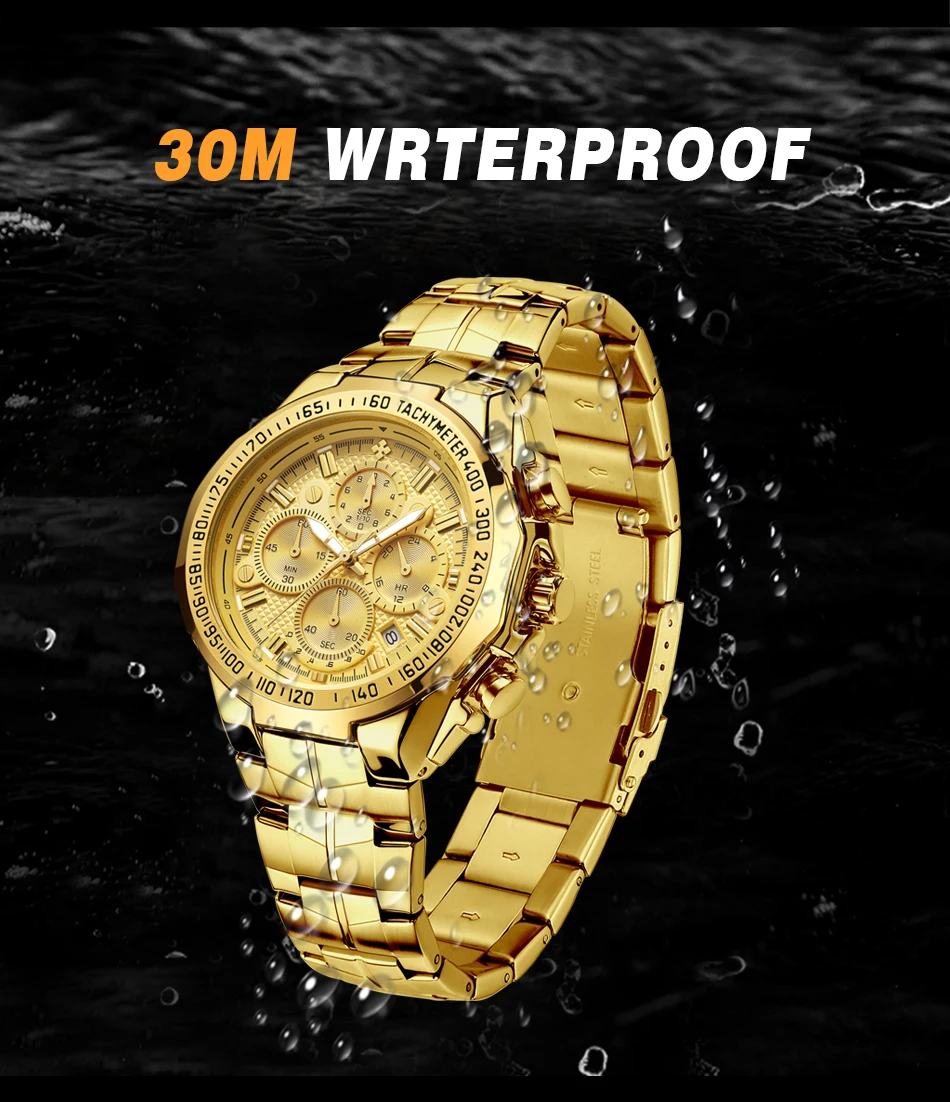Relogio Masculino WWOOR Men Watches 2022 Top Brand Luxury Wrist Watches Men Male Gold Big Golden Chronograph Wristwatch Man