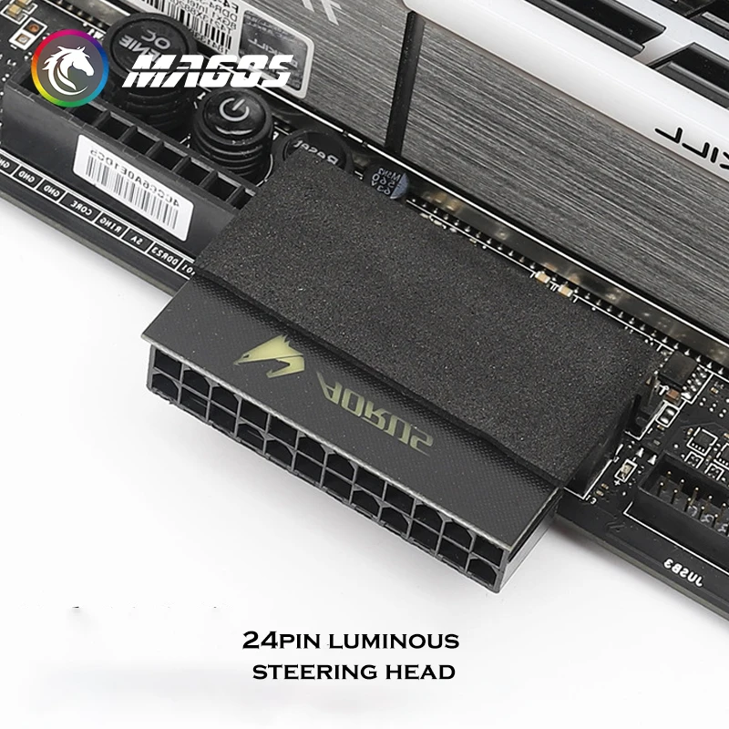 Computador m/b atx fonte de alimentação 24pin adaptador conector de 90 graus, cabeça direção diy mod montagem acessórios fiação artefato