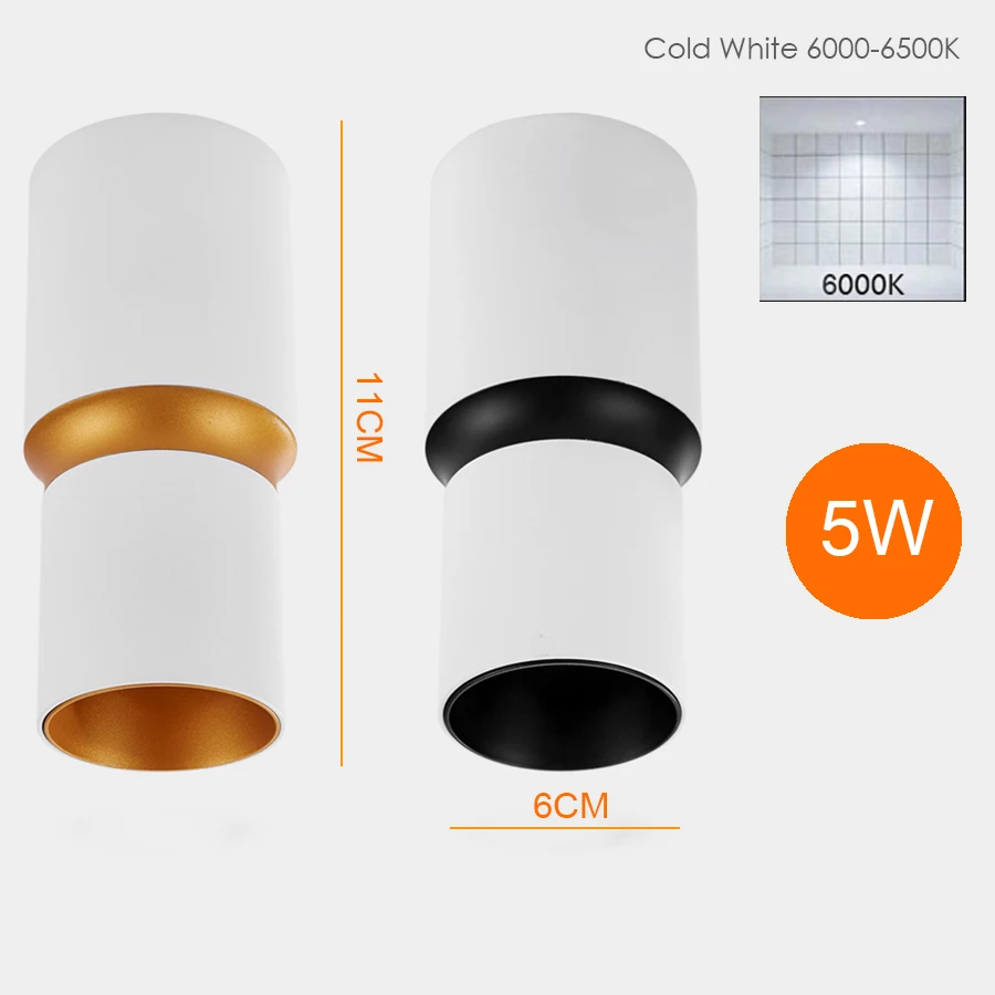 Cold White 5W Уникальный светодиодный светильник, поверхностный монтаж, лампа для гостиной, спальни, художественная галерея, проходной Топ, COB светильник - Испускаемый цвет: Cold White 5W