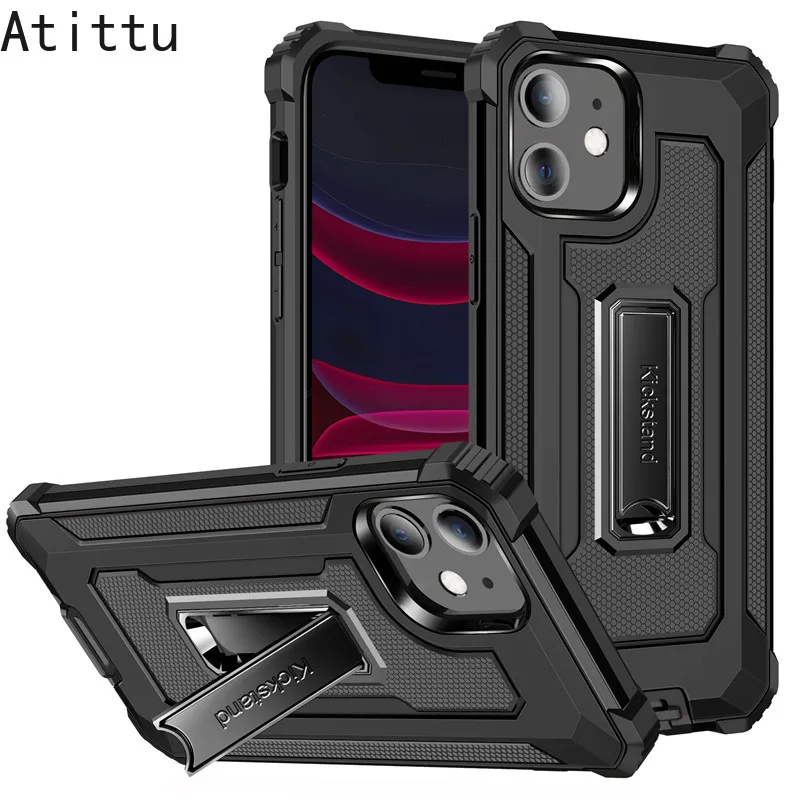 Чехол-подставка Atittu для IPhone 12 Mini 11 Pro Max задняя крышка Xs XR X 8 7 Plus SE 2020 противоударный