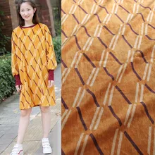 Осенне-зимняя модная желтая рубашка с геометрическим рисунком и большим клетчатым принтом из вельветовой ткани для платья Одежда для девочек T861