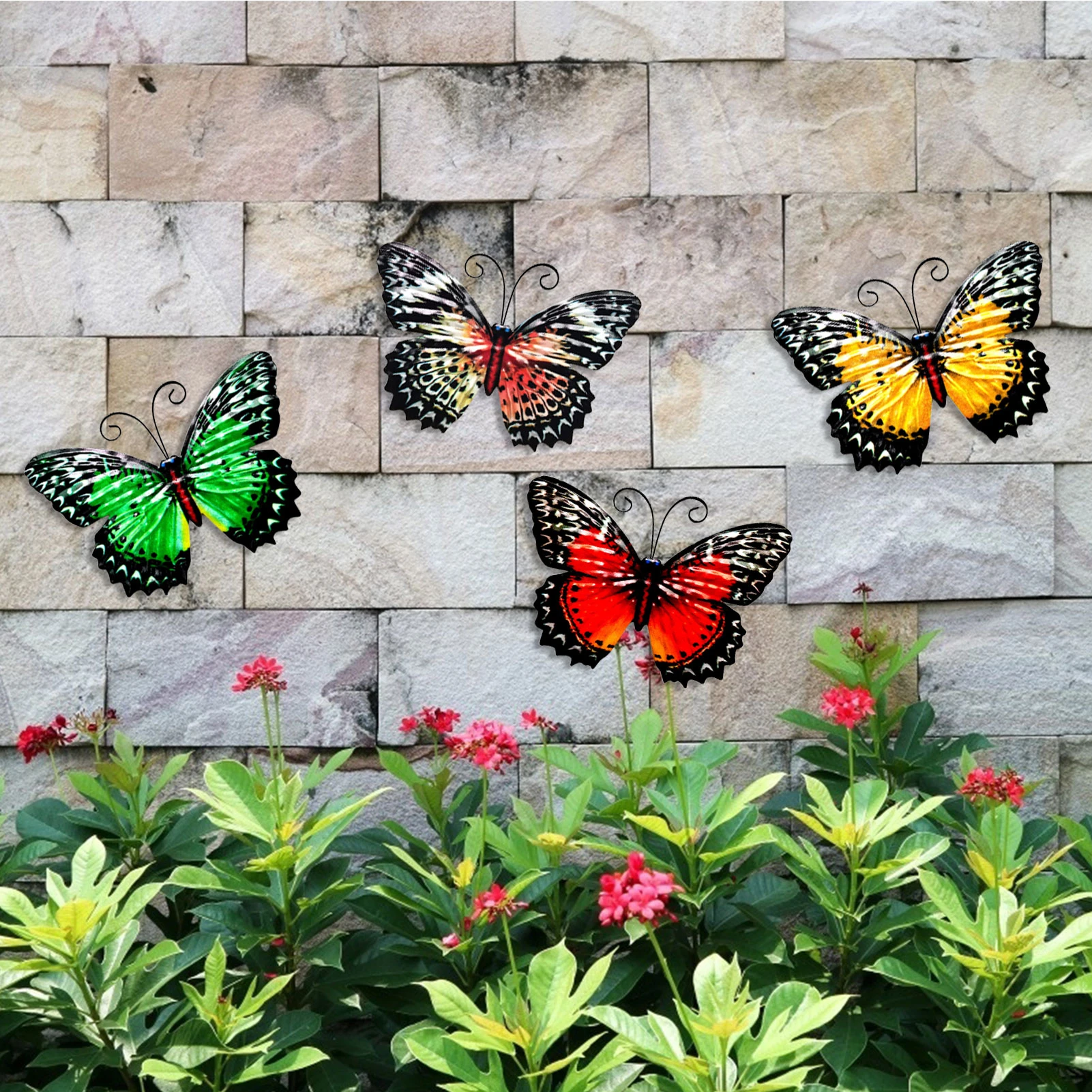 Mariposa 3D para colgar en la pared, decoración de hierro forjado, exquisito patio, jardín, decoración de la ventana del hogar, artesanías, para exteriores adornos de mariposas|Carrillones y decoraciones colgantes| - AliExpress