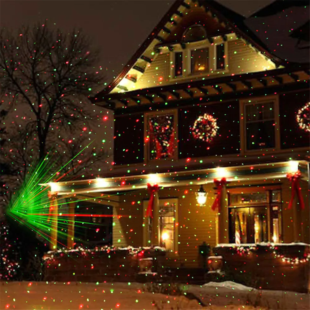 Outdoor Moving Full Sky Star Christmas Laser Projector Lamp Green&Red LED Stage Light Outdoor Landscape Lawn Garden Light