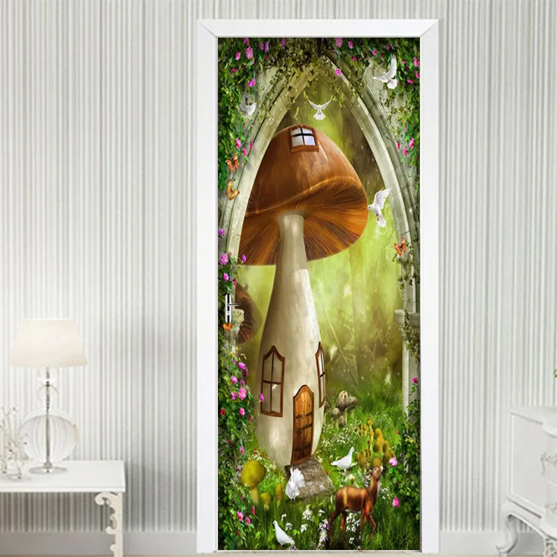 

Waterproof 3D Creative Door Adhesive Paper Self-Adhesive Paper Decoration Bedroom Living Room Wall Stickers Door Stickers Dreamy