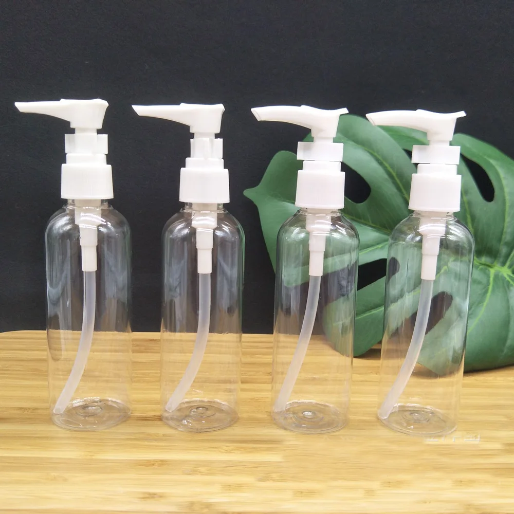 5pcs 100ml Refillable transparency Squeeze plastic lotion bottle with pump sprayer PET Plastic Portable lotion Bottle