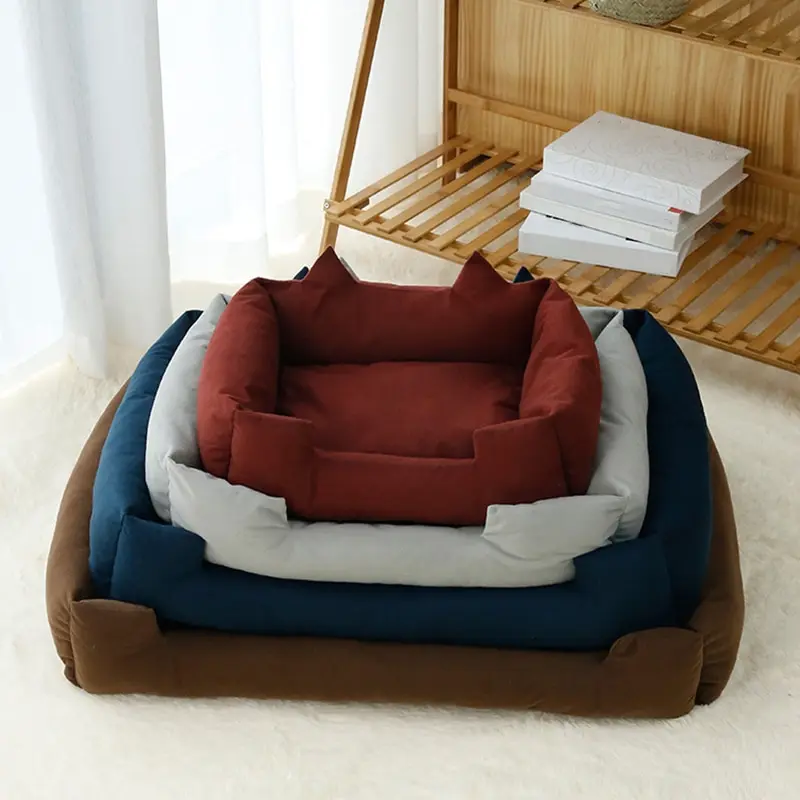 Soft Pet Dog Bed Mat Ear Shape Square Puppy Kennel Winter Dog Cushion Bed Nest Warm Cozy Sofa Pet House For Dog Cat Pet Supplies