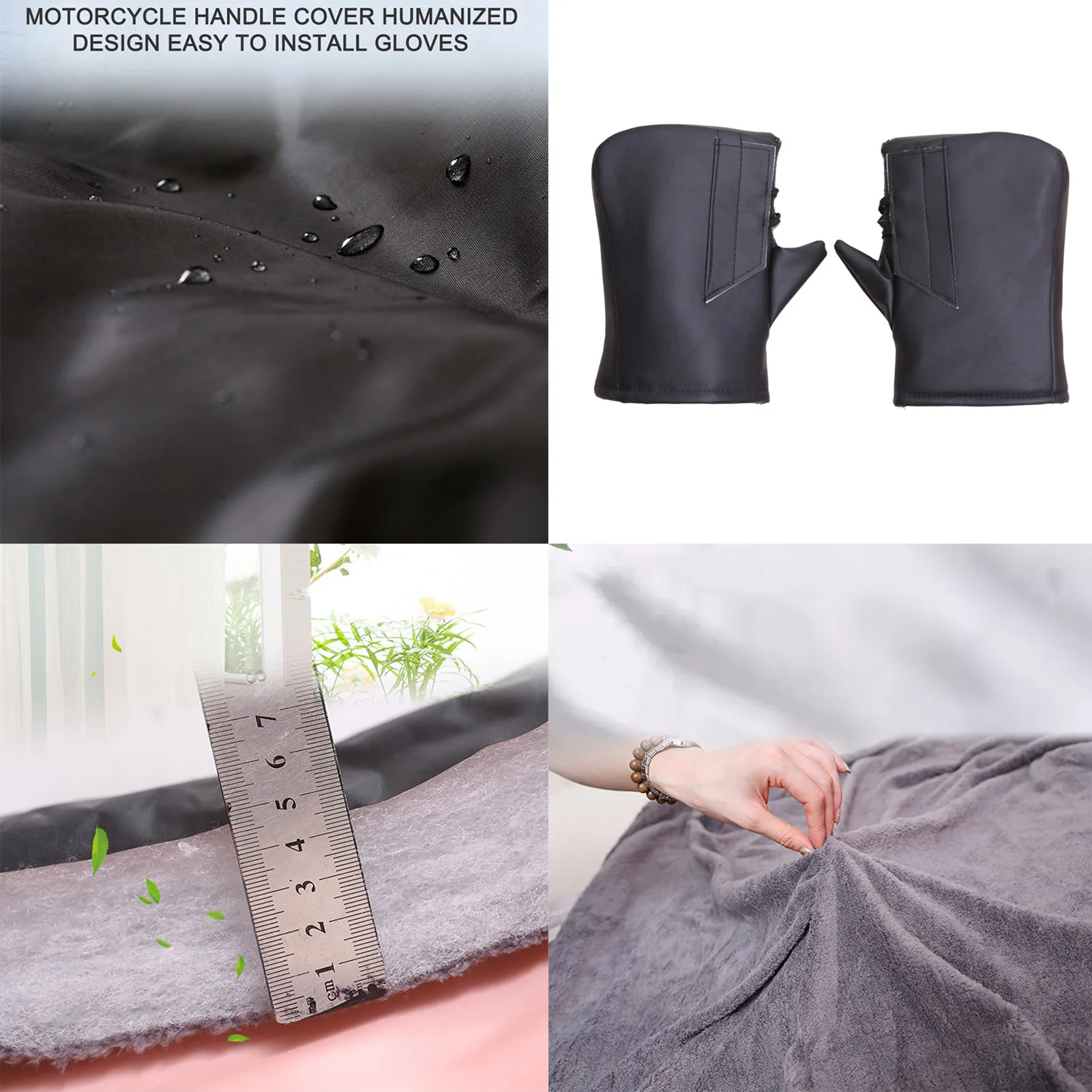 Motorcycle Handle Cover Waterproof Windproof Warm Handlebar Gloves Thick Velvet Hand Warmer For Motorcycle Scooter Accessories