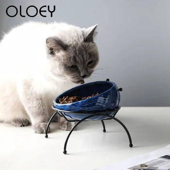 

Pet Dog Cat Feeder Water Bowl Ceramics Candy Colors For Dog Cats Puppy Outdoor Drinking Feeder Bowl With Shelf Pet Product