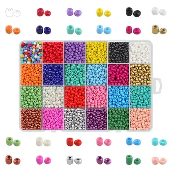 

24 Colors Solid Beads Mutilcolors 4mm Round Glass Spacer Beads Mini Beads For DIY Making Jewelry Needlework, Approx 7200pcs