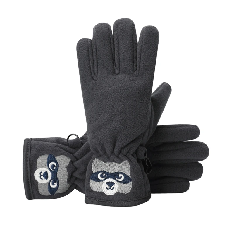 

Kids Gloves Winter Cartoon Bear Embroidered Double-layer Anti-slip Windproof Thermal Outdoor Handwear For Baby Boys Girls