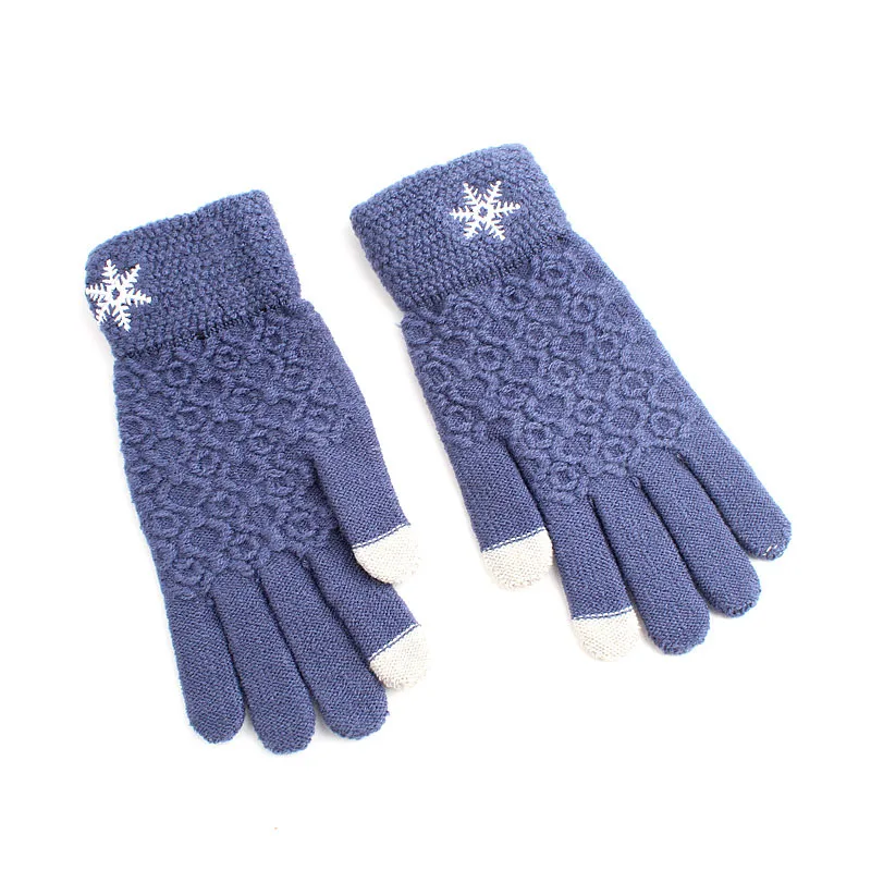 Женские теплые вязаные сенсорные перчатки, одноцветные толстые варежки на осень и зиму, теплые вязаные перчатки Luvas De Inverno для женщин
