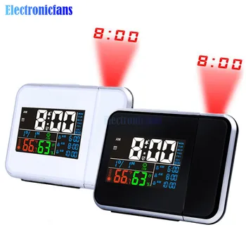 

Digital Projection Alarm Clock Weather Station Temperature Thermometer Humidity Hygrometer Desk Projector Calendar with USB