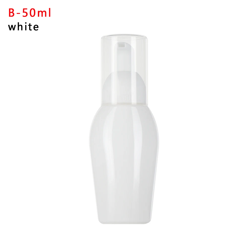 B-50ml white 50/80/100/150ml прозрачный синий спрей бутылка для жидкого мыла, Мусс лосьон шампунь для геля для душа, пены, бутылка с насосом - Цвет: B-50ml white