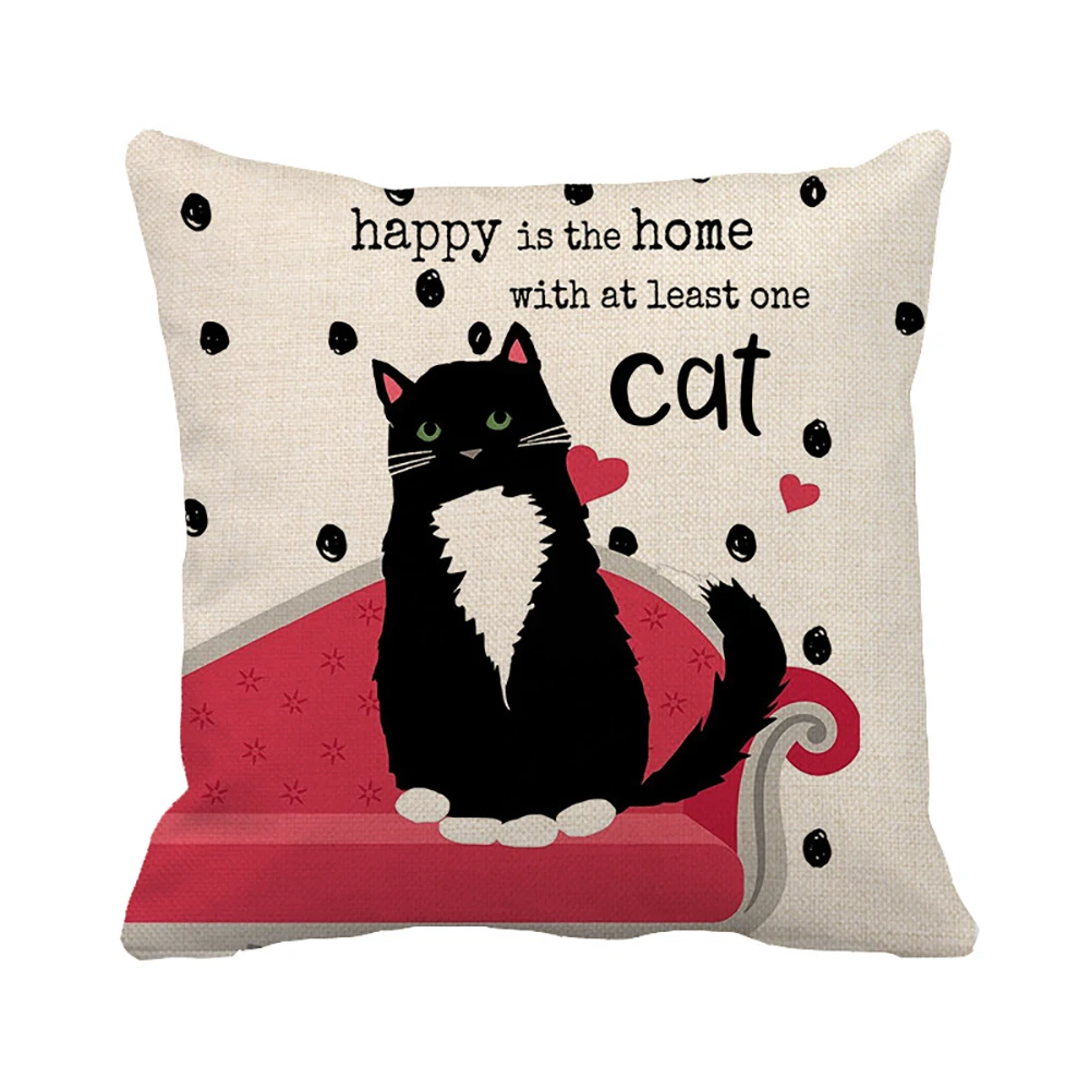 Lychee Animal Printed Cushion Case Colorful Flax 45x45cm Cushion Cover For Bedroom Home Office