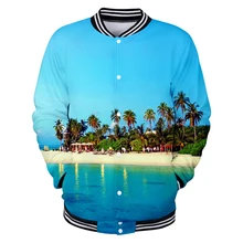 Aikooki пляжные куртки с кокосовым деревом для мужчин/женщин толстовки море и небо красивый вид на море бейсбольная куртка мужская одежда на пуговицах