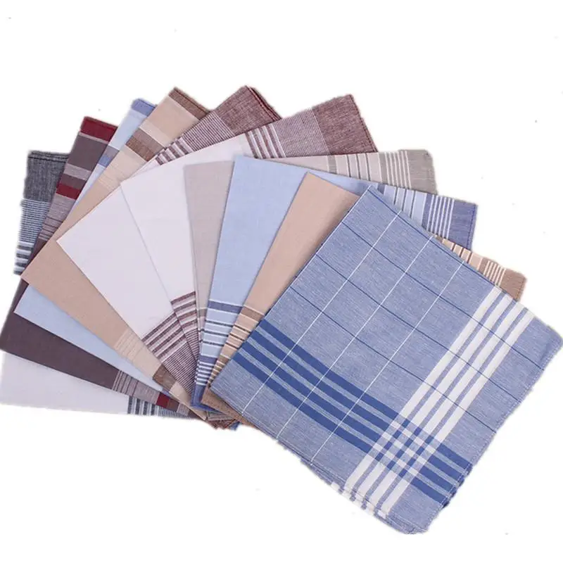 5pcs handkerchief 100% Cotton Plaid Stripe Handkerchiefs for Men Classic Business Pocket Handkerchief Pocket Chest Towel