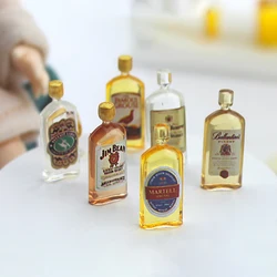 Accessoires miniatures pour maison de poupée 1/12, 6 pièces, Mini bouteille de whisky et de vin en résine, Simulation de meubles, modèles de jouets pour décoration de maison de poupée 