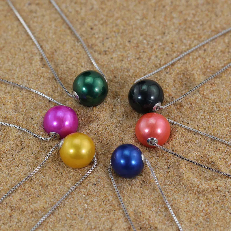 

Fashion Edison Floating Pendants with 925 Sterling Silver Chains 9-12MM Edison Floating Necklace Jewelry Gift for Women GN03