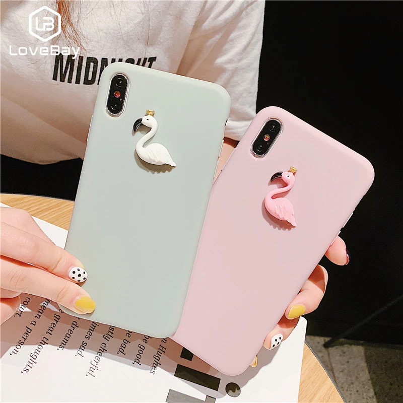 Lovebay 3D Животные Фламинго силиконовый чехол для iPhone X XR XS MAX 6S 7 8 Plus прекрасный