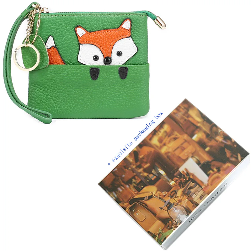 Женский маленький кошелек из натуральной кожи, держатель для ключей, кошелек для монет, клатч, сумочка, сумка для девушек, милый кошелек, высокое качество, известный дизайнер - Цвет: Green 1